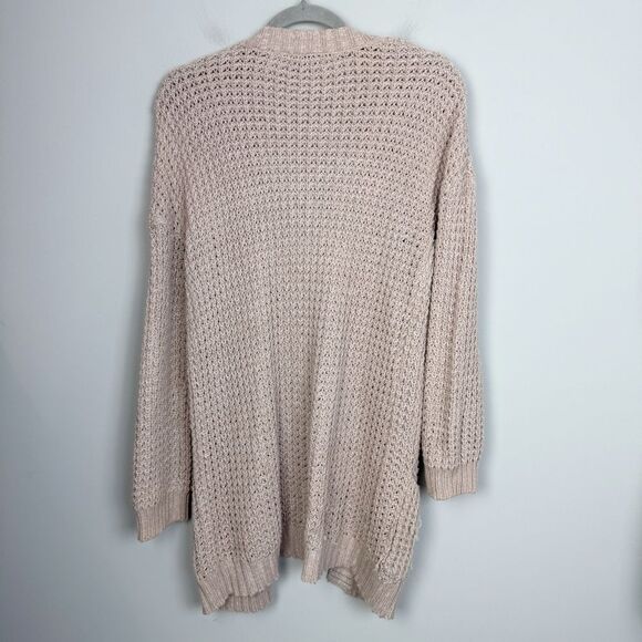 EXPRESS | Open Knit Open Front Beige Tan Cardigan with Pockets Women’s Size M - Picture 8 of 10